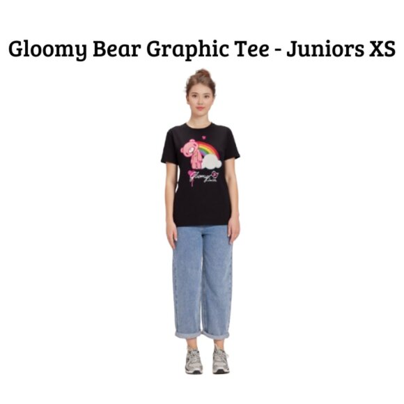 Gloomy Bear "Love Wins" Graphic Tee โ Juniors XS Black Rainbow Shirt - Picture 1 of 3